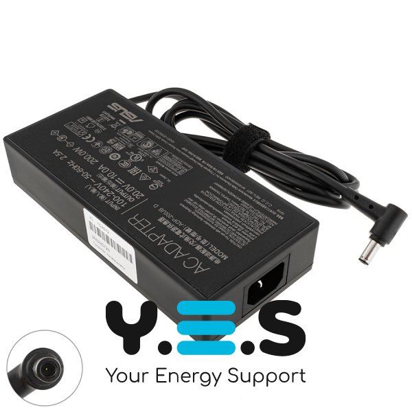 Блок живлення для ноутбука ASUS 20V 10A 200W, штекер 6.0×3.7мм PIN, чорний, прямокутний