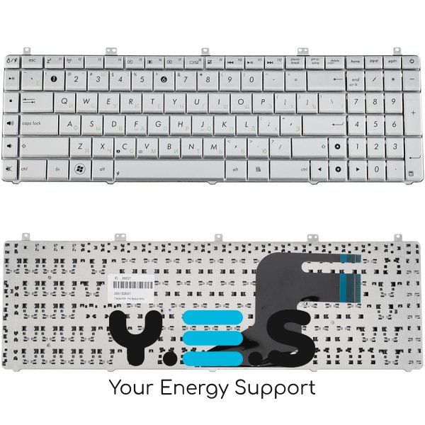 Клавіатура для ноутбука ASUS N55, N75, X5QS, російська розкладка, срібляста (версія N55)