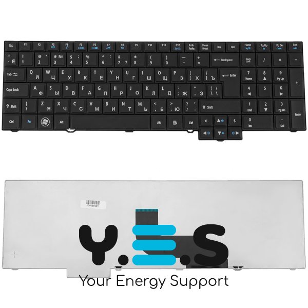 Клавіатура для ноутбука Acer TM 5360/5760/6595/7750/8573, RU розкладка, чорна