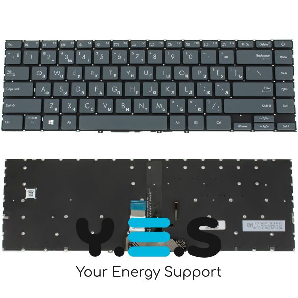 Клавіатура для ноутбука ASUS UX425 series, RU, чорна, без рамки, з підсвіткою клавіш