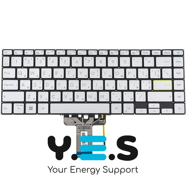 Оригінальна клавіатура для ноутбука ASUS X421 (серія), укр, срібляста, без рамки, з підсвіткою
