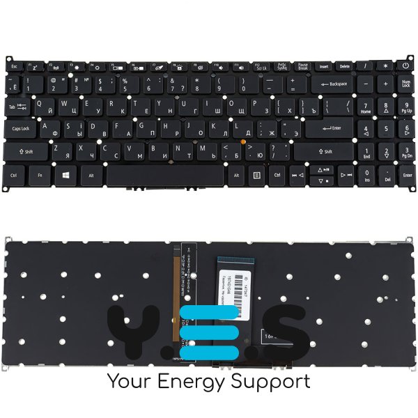 Клавіатура для ноутбука Acer SF315-51, укр, чорна, без рамки, з підсвіткою (оригінал)