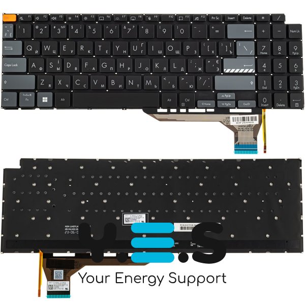 Клавіатура для ноутбука ASUS M3500 series, RU, срібляста, без рамки, з підсвіткою клавіш