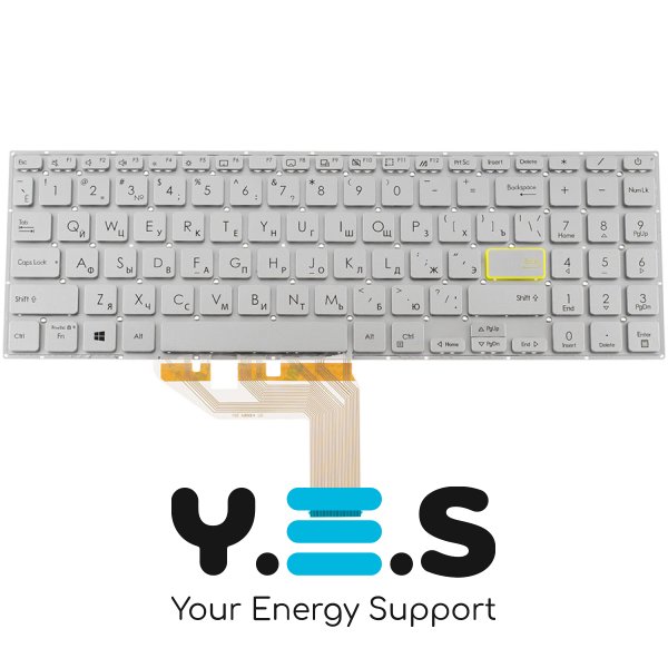 Клавіатура для ноутбука ASUS X513/X531 серії, рос. розкладка, срібляста, без рамки