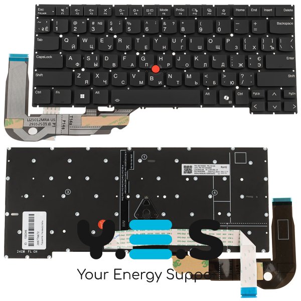 Клавіатура для ноутбука Lenovo ThinkPad T14s Gen 5, UKR, чорна, з підсвіткою (Copilot)