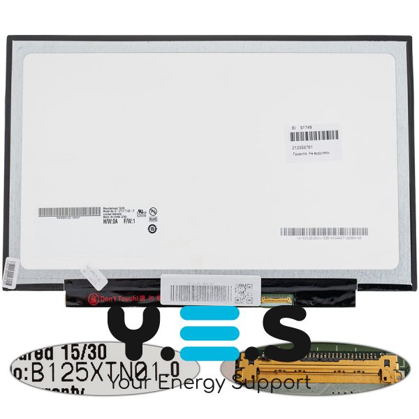 Матриця 12.5" B125XTN01.0 1366×768 eDP 30pin LED Slim матова, роз’єм справа знизу, Lenovo X230/X240 (renew)