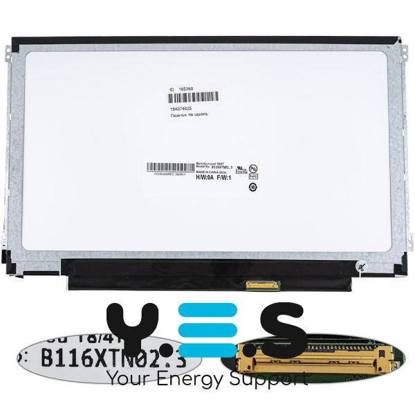 Матриця 11.6" B116XTN02.3 1366×768 eDP 30pin LED Slim матова, роз’єм справа (Renew)