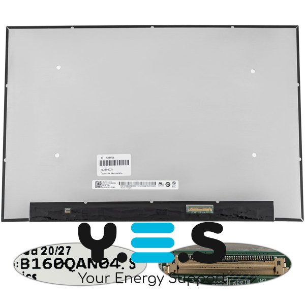Матриця 16" B160QAN04.S IPS 3200×2000 120Гц eDP 40pin LED Slim матова, роз’єм справа знизу