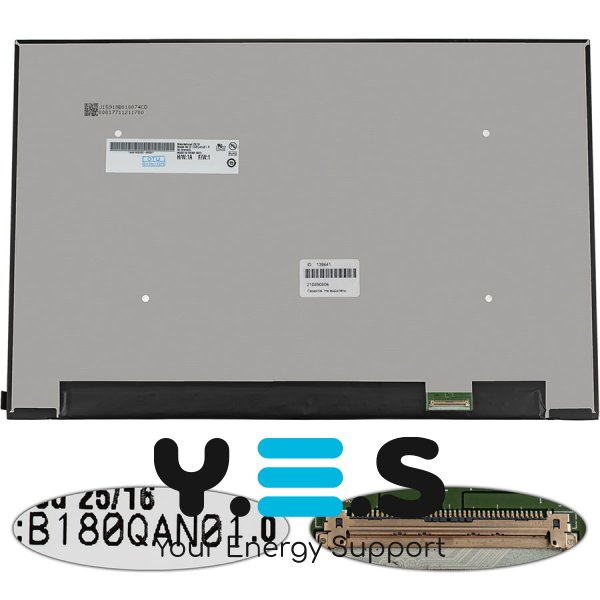 Матриця 18.0" B180QAN01.0 IPS 2560×1600 240Гц eDP 40pin LED Slim матова (роз’єм справа знизу)