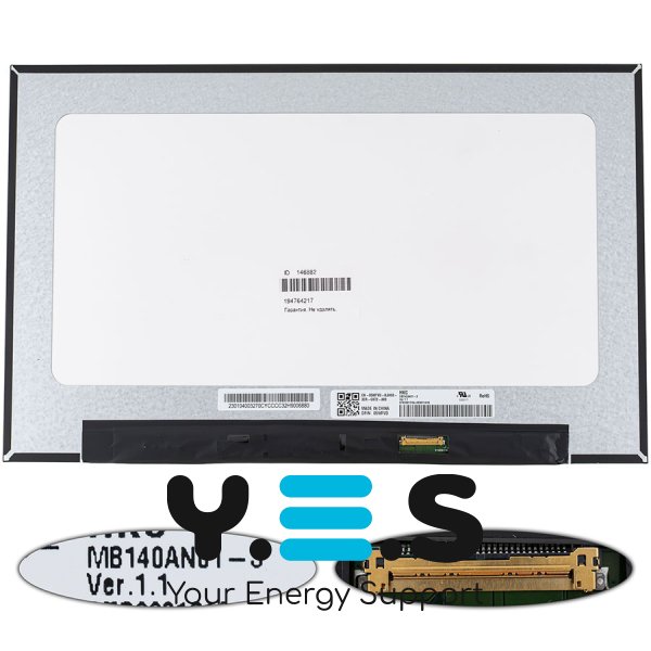 Матова slim LED-матриця 14" MB140AN01-3 1366×768 eDP 30pin (розʼєм справа знизу) для ноутбука