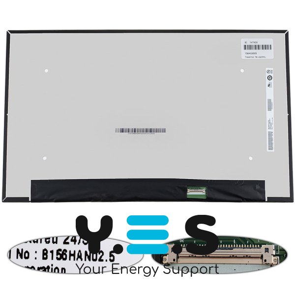 Матриця 15.6" B156HAN02.5 IPS FHD 1920×1080 eDP 30pin LED Slim матова, роз’єм справа знизу