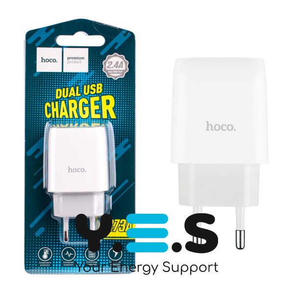 Зарядное устройство HOCO C73A Glorious, 2USB, 12W, White (6931474712912)