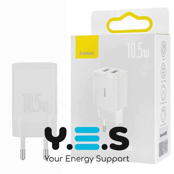 Зарядное устройство Baseus Compact Charger 2U 10.5W EU White (2USB) (CCXJ010202)