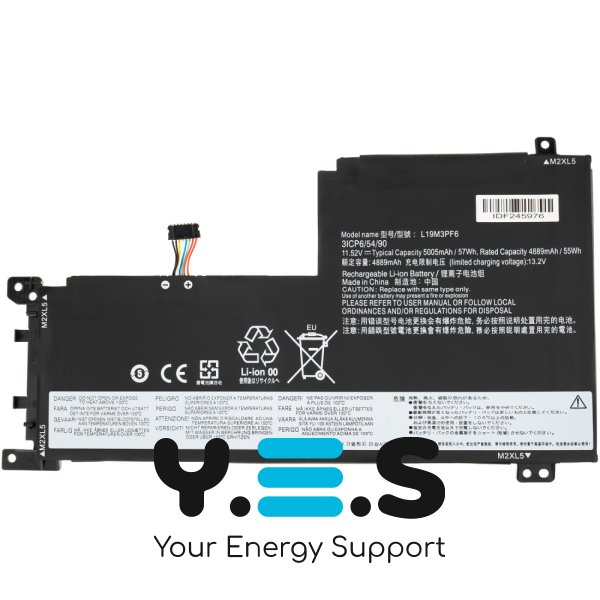 Акумулятор для ноутбука Lenovo L19C3PF5 IdeaPad 5 15IIL05, 11.52V 3900mAh, чорний