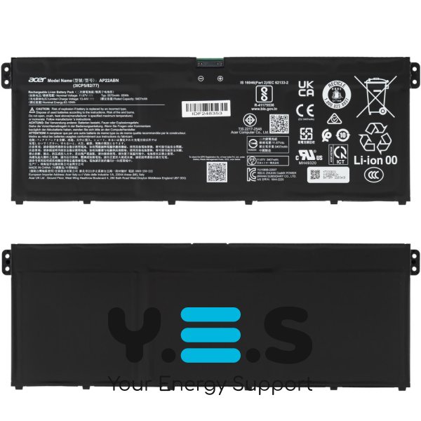 Оригінальна батарея Acer AP22ABN для ноутбука (A14-52, AV16-51P, SFG14-42, SFG16-72) 11.67V 5570mAh 65Wh чорна (KT.0030B.003)