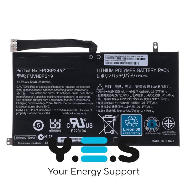 Original 2840mAh 14.8V FPCBP345Z акумулятор для Fujitsu LifeBook UH572 UH552 Ultrabook Series FMVNBP219 FPB0280 FPCBP345Z