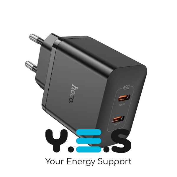 СЗУ блок Hoco N35 PD (2 Type- C) 45W чорний