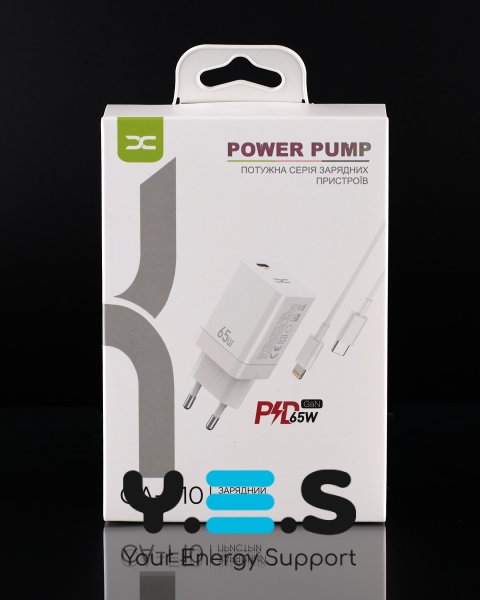 Мережевий зарядний пристрій DC 2в1 Lightning PD/65W (CA-F10) білий