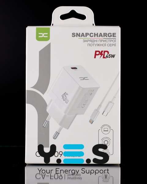 Мережевий зарядний пристрій DC 2в1 Lightning PD/45W (CA-F09) білий