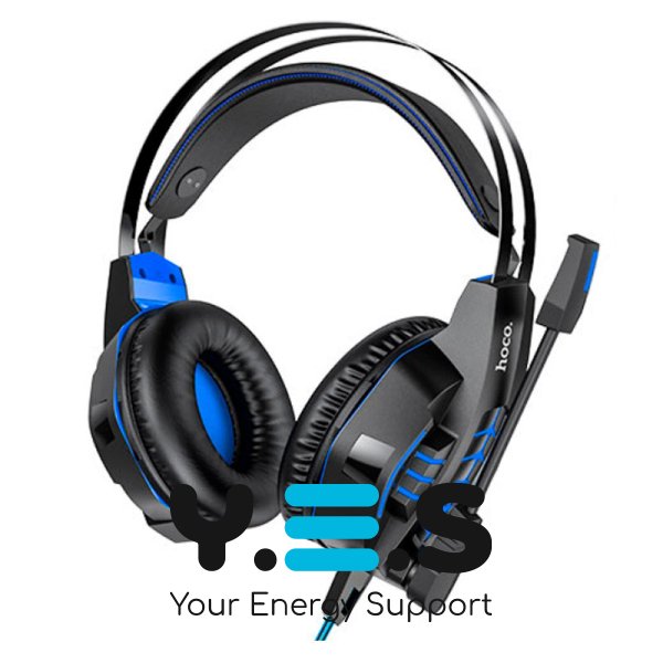 Дротові навушники Hoco W102 Cool tour з мікрофоном та LED підсвічуванням (Синій)