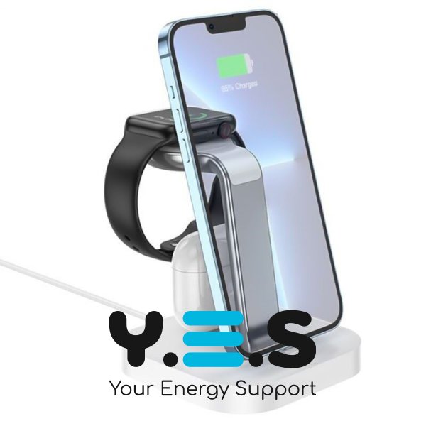 Настільна зарядна док-станція для iPhone/iWatch/Airpods HOCO CW43 3-in-1 | 2.1A, 2.5/5W | white