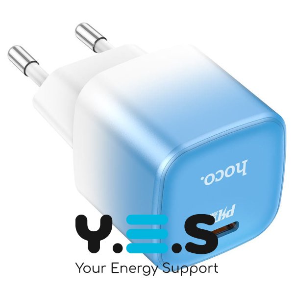 Мережевий Зарядний Пристрій Hoco C101A PD20W Type-C / Білий - Синій
