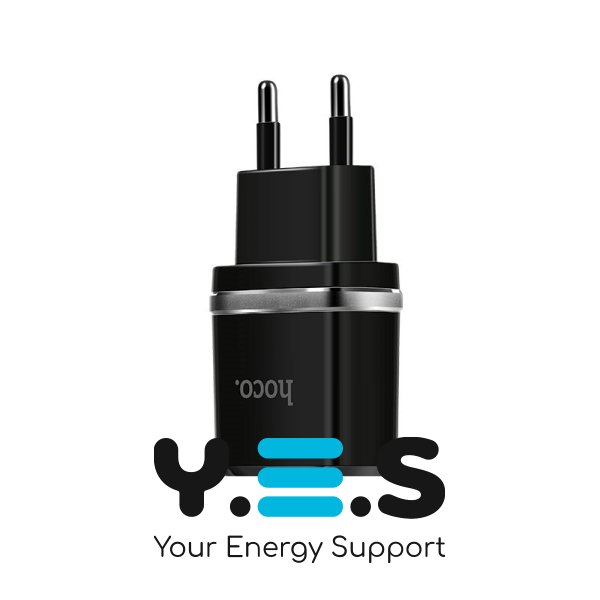 Мережевий зарядний пристрій Hoco C12 Smart dual USB charger Black