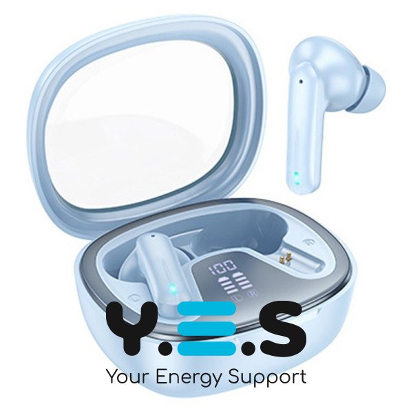 Бездротові Bluetooth навушники HOCO Shadow true wireless BT headset EQ6 LED | BT5.3, 40/320mAh, 7h | Blue