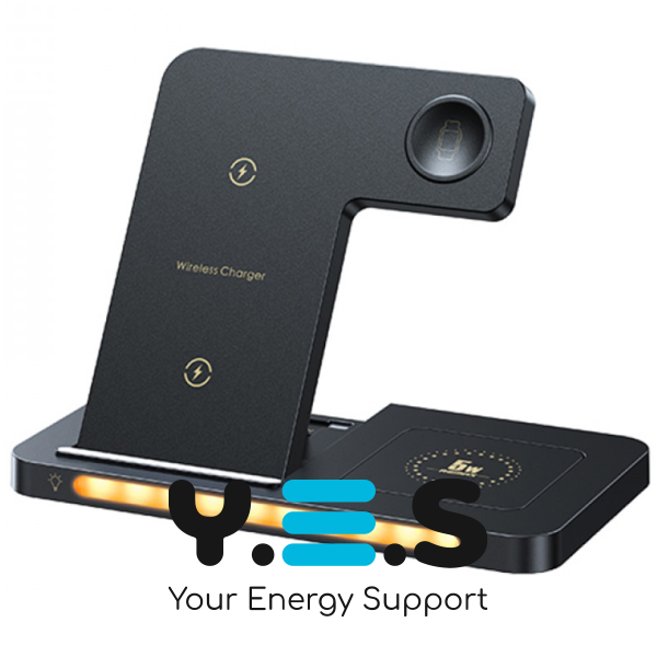 Настільна безпровідна зарядка чорна 3в1 розкладна + нічник REMAX RP-W70 3-in-1 22W