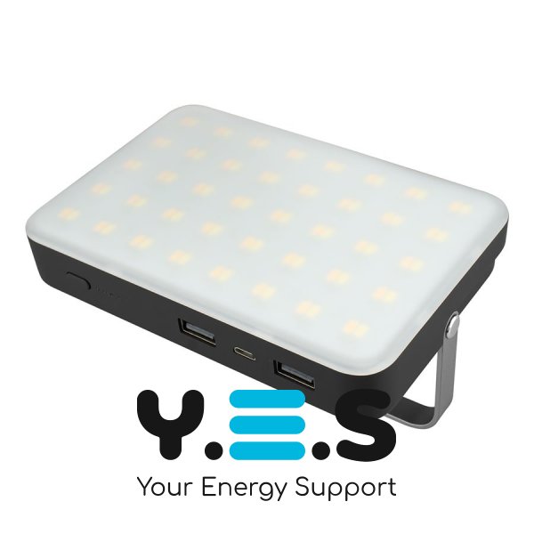 Фонарь powerbank 20000mAh 74Wh, 150-1200LM, 3000k, 4500k, 5700k, 2xUSB, 5v, 2a (Black-White) (IPX5) (Индикатор заряда)