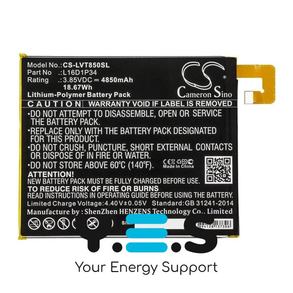 Батарея для планшета Lenovo L16D1P34 (Cameron Sino CS-LVT850SL) 4850 mAh HPW-13805