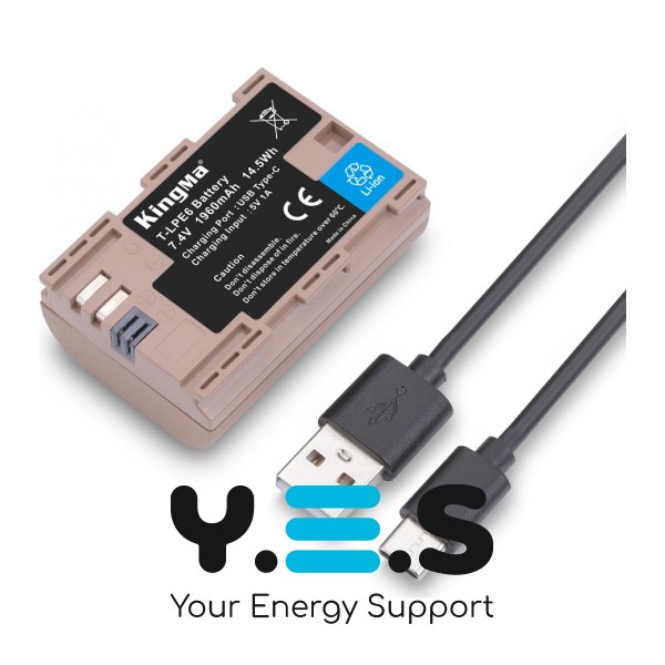 Батарея для фотоапарату Canon LP-E6 USB-C (KingMa) 1960 mAh HPW-14741