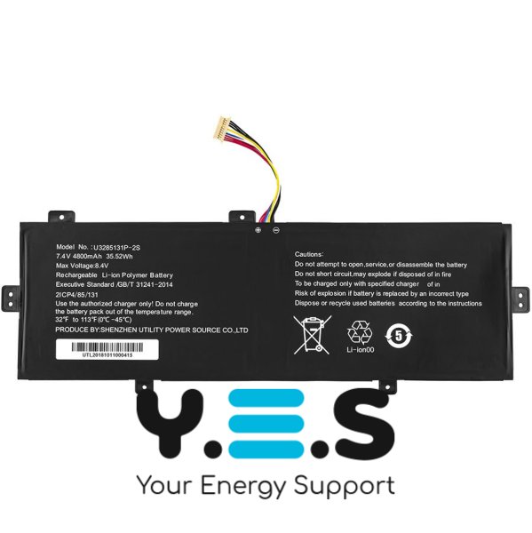 Батарея для  Prestigio SmartBook 141 C4 U3285131P-2S 10P-9Lines  короткий (5см) кабель 7.6V 4800mAh Black