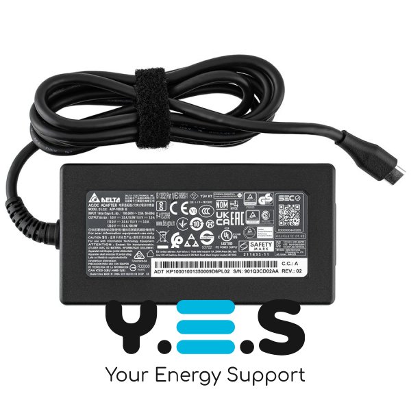 Оригінальний блок живлення для ноутбука Acer 100W (USB Type-C) чорний, прямокутний корпус