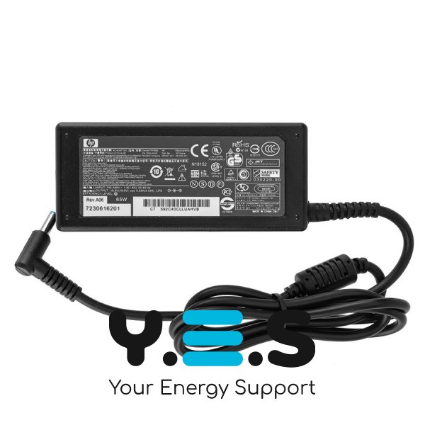 Блок живлення для ноутбуків HP 65W 19.5V 3.33A (4.5×3.0мм з pin, L-образний, прямокутний) – сумісний з HP Pavilion, EliteBook, ProBook, Envy