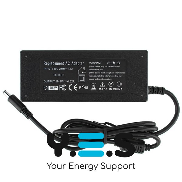 Блок живлення Replacement для ноутбуків DELL Inspiron / Latitude / Vostro – 90W 19.5V 4.62A 4.5×3.0mm PIN, чорний, без кабелю