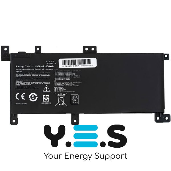 Акумулятор C21N1509 для ASUS X556UA / X556UB / X556UF / X556UJ — 7.4V, 4900мАг, 36Wh (Чорний)