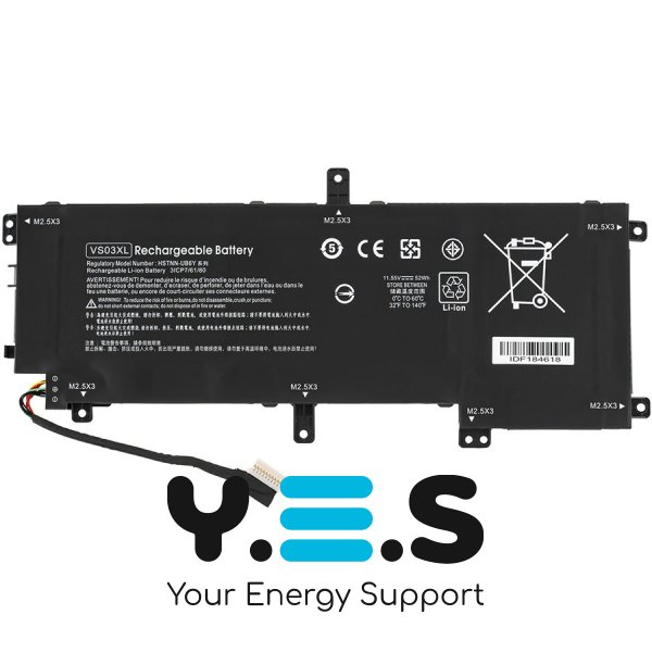 Акумулятор VS03XL для HP Envy 15-AS | 11.55V, 4560мАг, 52Wh — Чорний