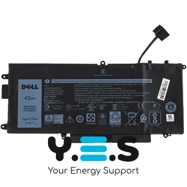 Оригінальна батарея для ноутбука DELL 71TG4 (Latitude 5289, 7390) — 11.4V, 45Wh, чорна