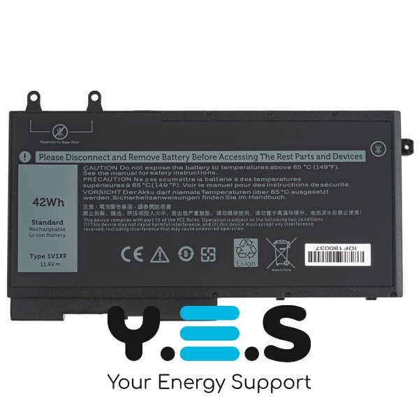 Оригінальна батарея для ноутбука DELL 1V1XF (Latitude 5500, 5501, 5401) — 11.4V, 42Wh, чорна
