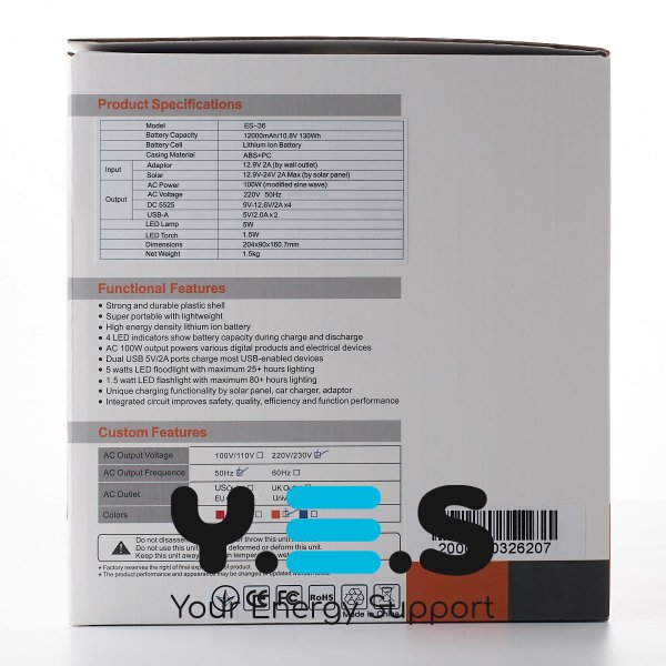 Портативна Power Station DC ES-36 (12000 mAh) чорний