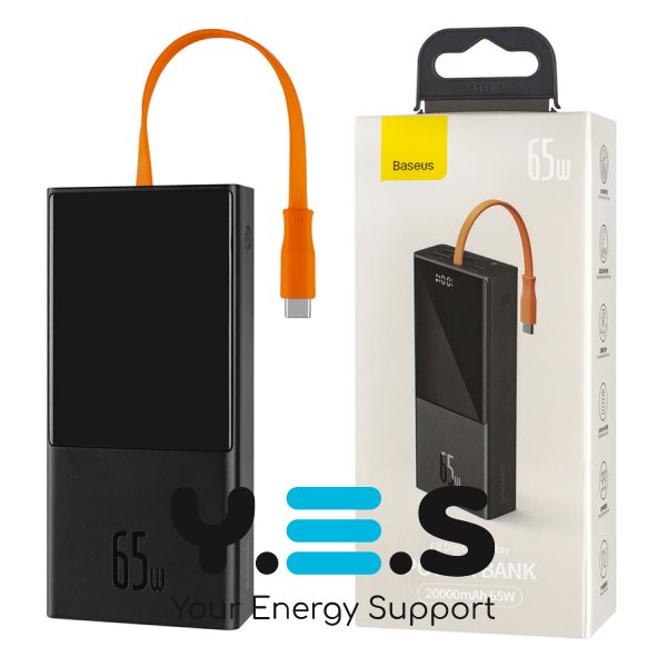 УМБ Baseus 20000 mAh PD 65W USB-C 2xUSB QC 3.0 Black (PPJL000001)