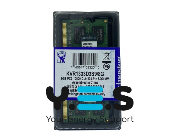 Оперативна пам'ять Kingston SODIMM DDR3 8GB 1333 1.5V 204PIN KVR1333D3S9/8G