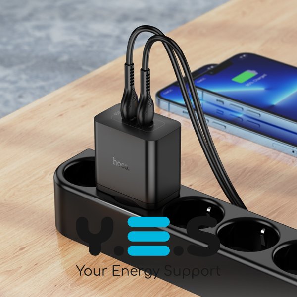 СЗУ блок Hoco N35 PD (2 Type- C) 45W чорний