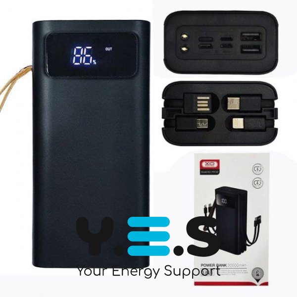 УМБ XO PR142 Power bank з кабелем 30000mAh ( 4 входи 5 виходи ) Чорний