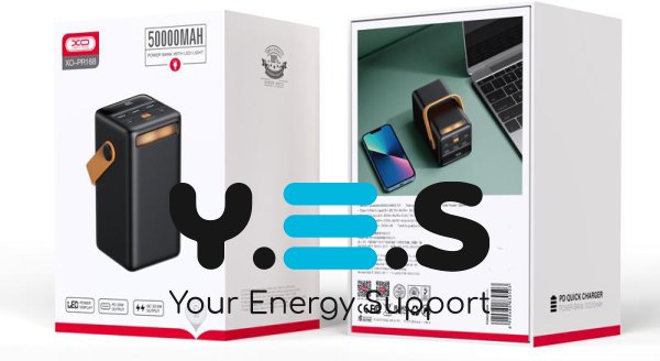 УМБ XO Power Bank 50000mAh PR168 LED Lamp QC&PD3.0 22.5W Black (101715)