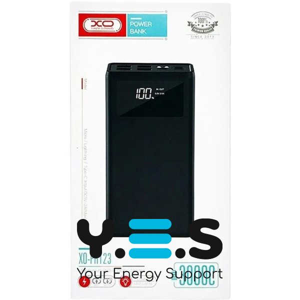 Додаткова батарея Power Bank з ліхтариком XO PR123 30000 mAh Black