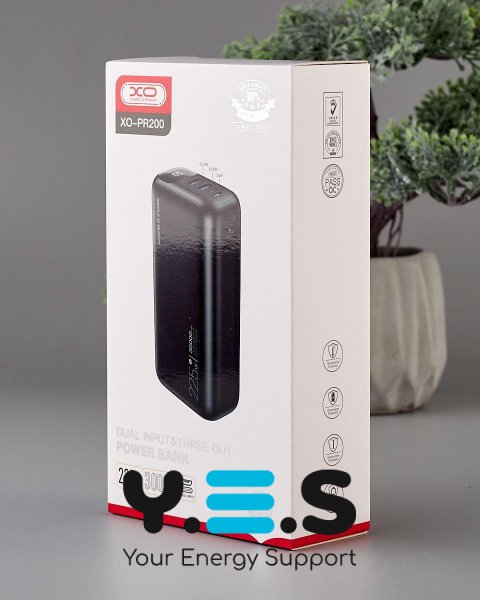 Портативний Powerbank XO PR200 (30000 mAh) QC22.5W/PD20W черный