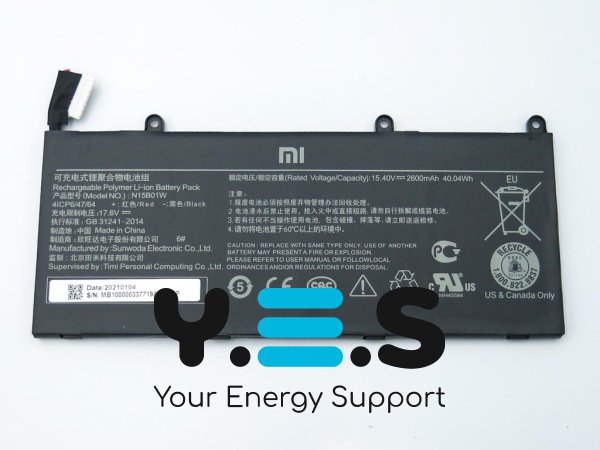 2600mAh 15.4V акумулятор для Xiaomi Mi Ruby 15.6 inch Timi TM1703 TM1802-AD/N/C N15B01W