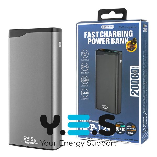 Универсальная мобильная батарея Remax RPP-129 Kingkong II QC 22.5W + PD 18W, 20000mAh, Grey